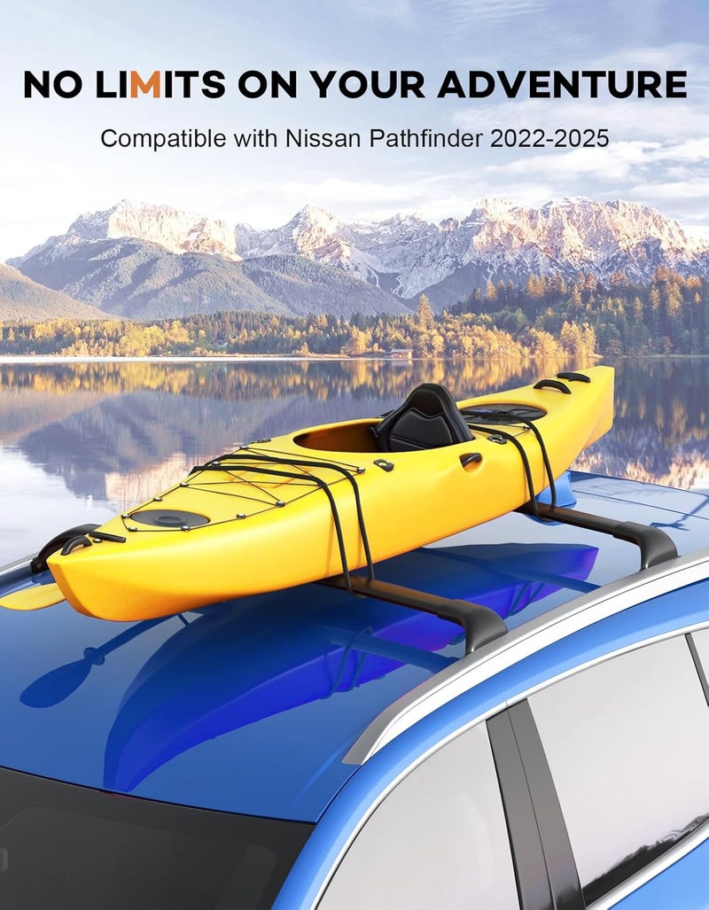 wonderdriver Roof Rack Cross Bars 220lbs Compatible with Nissan Pathfinder 2022 2023 2024 2025 2026 SV SL Platinum with Raised Side Rails,Heavy Duty all-metal Aluminum Roof Rails Crossbars Cargo Canoe - Image 5